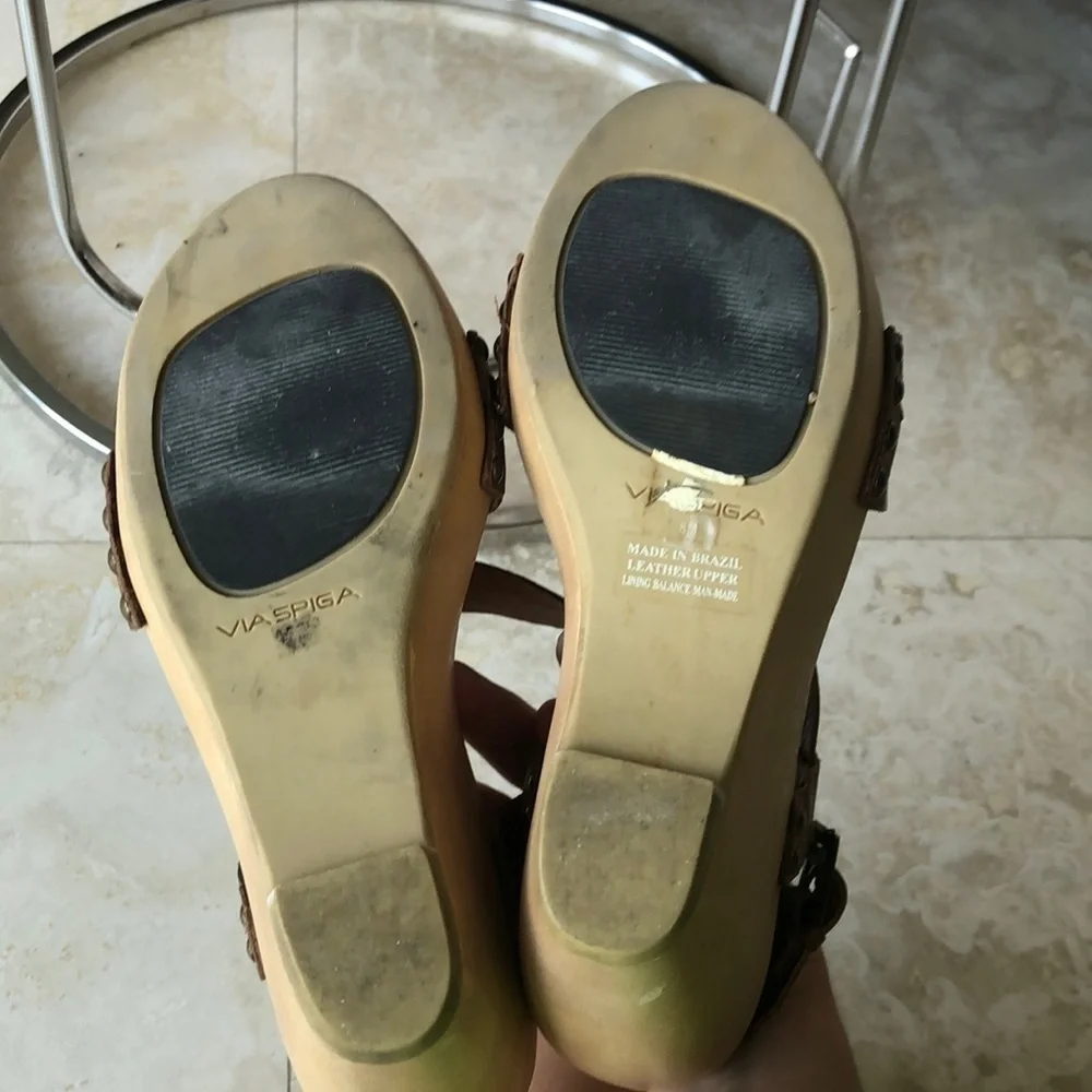 Via Spiga - Tan / Camel Leather Wedges - size 8